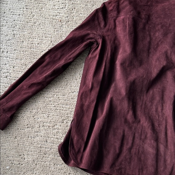 Burgundy Suede Button Down Shirt - Picture 8 of 9